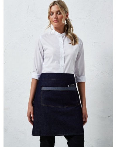 DOMAIN CONTRAST DENIM WAIST APRON PR128