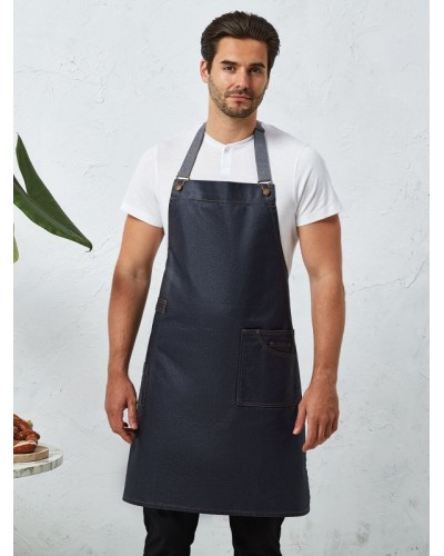 DISTRICT WAXED LOOK DENIM BIB APRON PR134