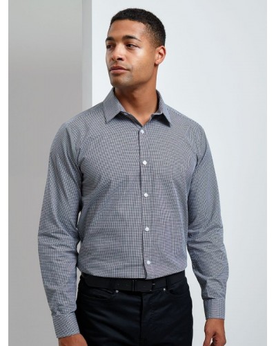 MENS LONG SLEEVE MICROCHECK GINGHAM SHIRT PR220