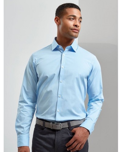 MENS STRETCH FIT COTTON POPLIN LONG SLEEVE SHIRT PR244