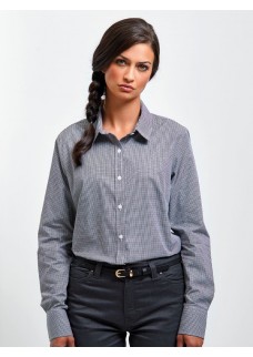 LADIES LONG SLEEVE MICROCHECK GINGHAM SHIRT PR320