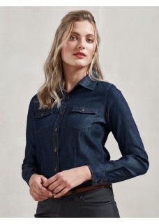 LADIES’ JEANS STITCH DENIM SHIRT PR322