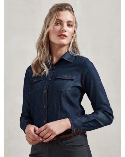 LADIES’ JEANS STITCH DENIM SHIRT PR322