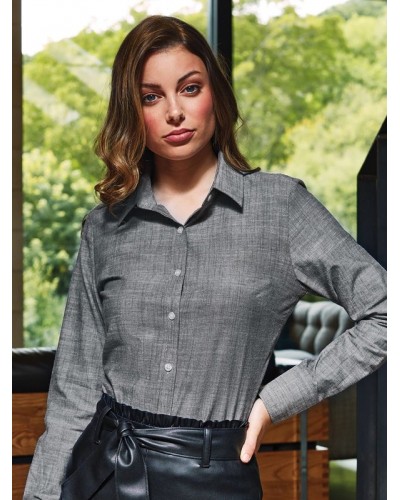WOMENS COTTON SLUB CHAMBRAY LONG SLEEVE SHIRT PR345