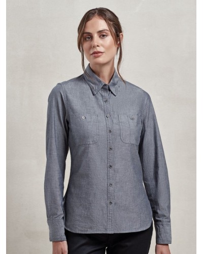 WOMENS ORGANIC CHAMBRAY FAIRTRADE SHIRT PR347