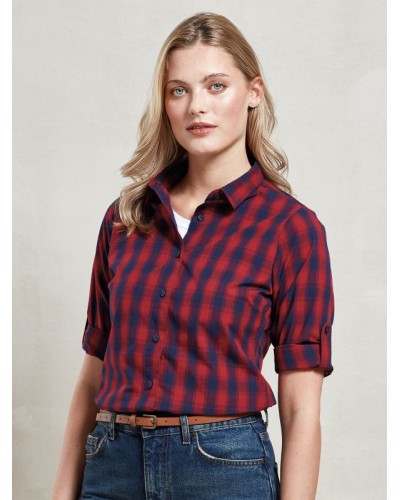 LADIES LSL MULLIGAN CHECK COTTON BAR SHIRT     T PR350