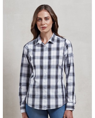LADIES LSL GINMILL CHECK COTTON BAR SHIRT PR354