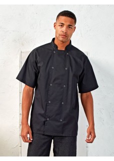 STUDDED FRONT SHORTS SLEEVE CHEFS JACKET PR664