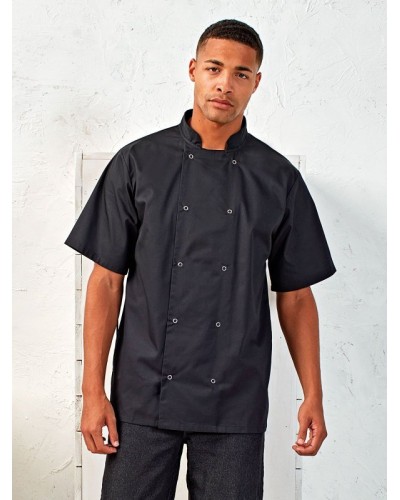 STUDDED FRONT SHORTS SLEEVE CHEFS JACKET PR664