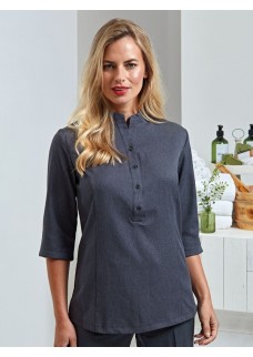 VERBENA LINEN LOOK BUTTON UP BEAUTY TUNIC PR685