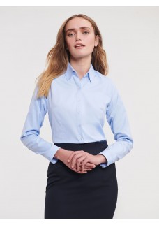 LADIES LONG SLEEVE TAILORED HERRINGBONE SHIRT JE962F