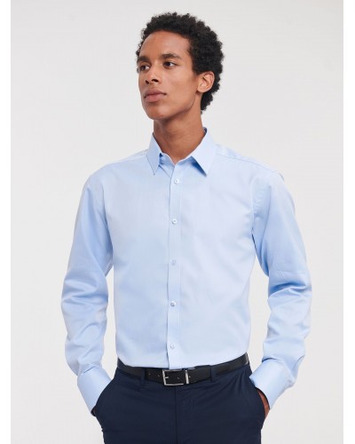MENS LONG SLEEVE TAILORED HERRINGBONE SHIRT JE962M