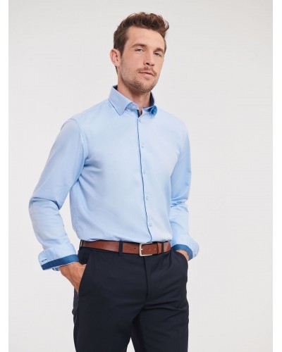 MEN´S LONG SLEEVE TAILORED CONTRAST HERRINGBONE SHIRT JE964M
