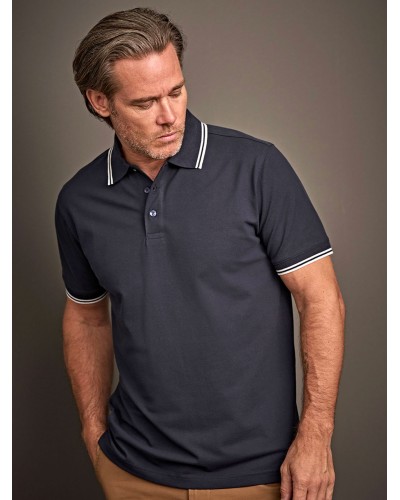 LUXURY STRIPE STRETCH POLO TJ1407