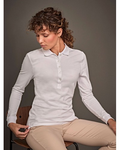LADIES LUXURY STRETCH LONG SLEEVE POLO TJ146