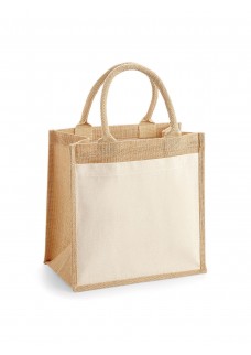 COTTON POCKET JUTE MIDI TOTE W426