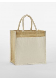 COTTON POCKET NATURAL STARCHED JUTE MIDI TOTE W483